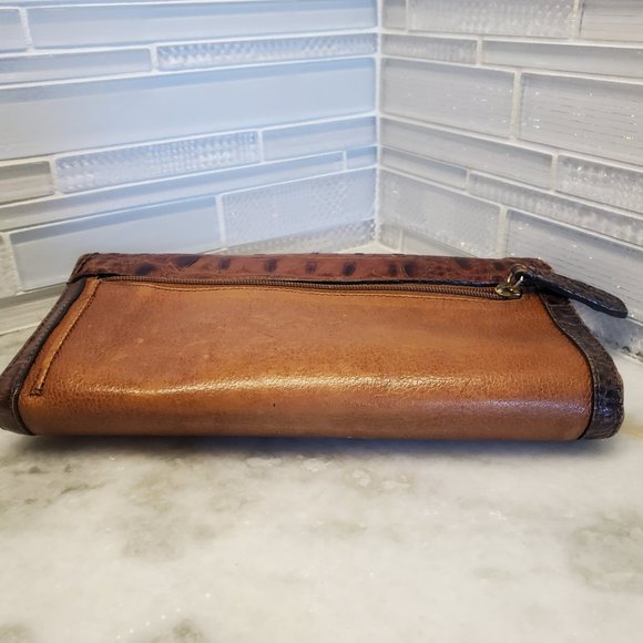 Brahmin Croc Embossed Continental Wallet with Checkbook Cognac - Picture 3 of 7